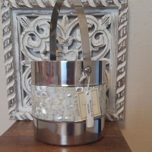 NWT Ice Bucket With Mother Of Pearl Inlay And Silver Tone. Made By Nicole Miller